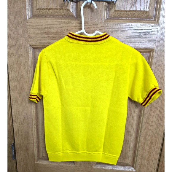 Vintage 60's Raglan Creslan Sunshine Yellow Sweatshirt Small Short Sleeve USA - Picture 4 of 6
